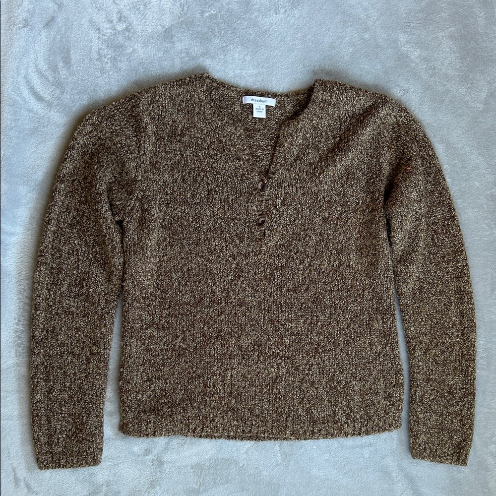dressbarn Brown V-Neck Sweater